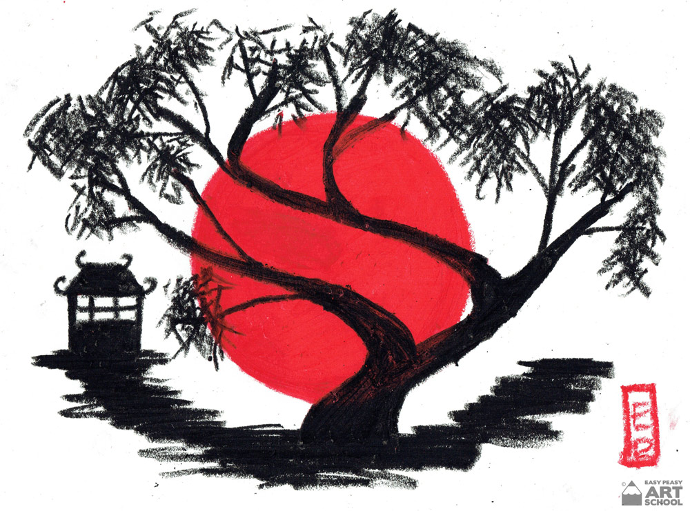 Japanese Tree - Easy Peasy Art School