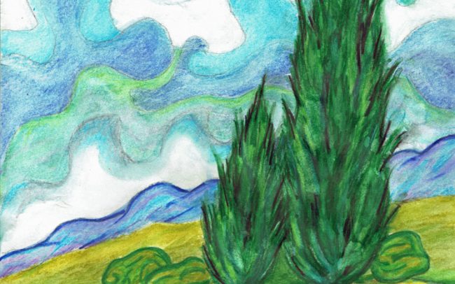 Wheat Field with Cypresses Inspired by Vincent - Easy Peasy Art School