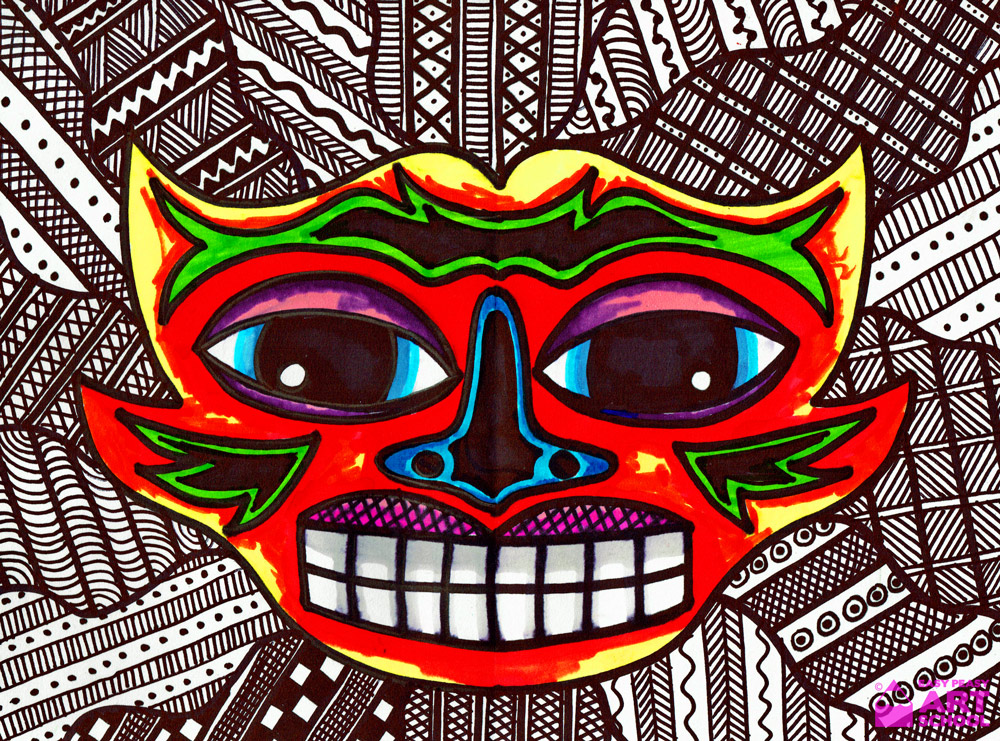 Tribal Pattern Mask - Easy Peasy Art School
