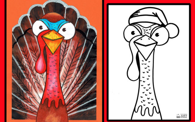 Cranky Turkey thanksgiving Christmas art lesson