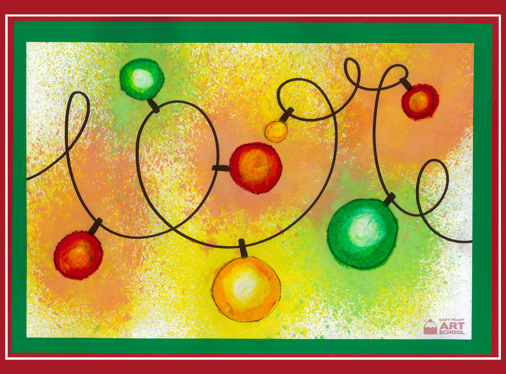 Christmas Lights art lesson by Easy Peasy Art School