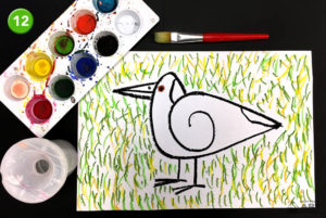 Pesk Magpie Bird painting art lesson Easy Peasy Art School