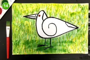 Pesk Magpie Bird painting art lesson Easy Peasy Art School