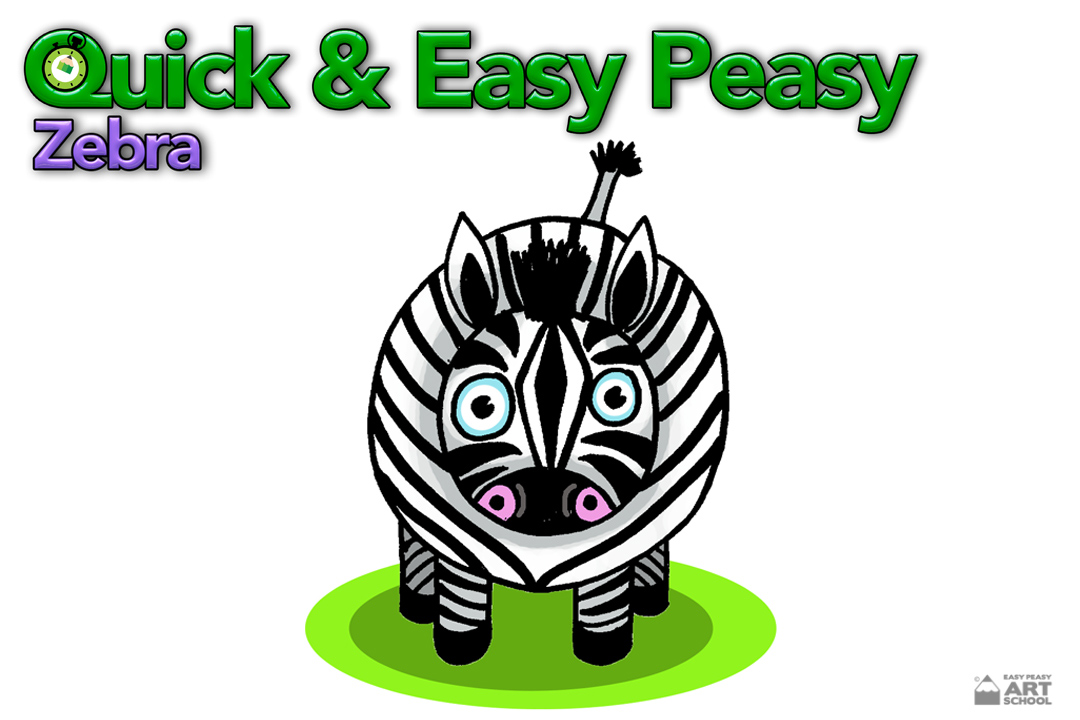 Quick and Easy Peasy Zebra. Online art and drawing lesson by Easy Peasy Art School
