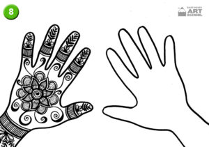 Pattern Hands art Lesson by Easy Peasy Art School