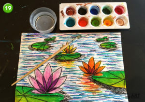 Water Lilies art lesson by Easy Peasy Art School