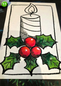 Christmas Candle online art lesson by Easy Peasy Art School