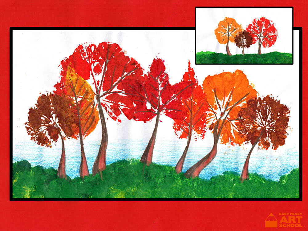 Autumn Leaf print Trees by Easy Peasy Art School