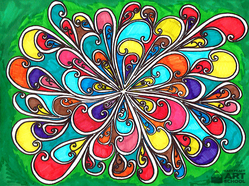 Swirly Whirly: Line and pattern art lesson by Easy Peasy Art School