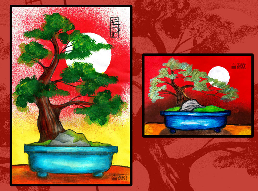Bonsai Tree art lesson by Easy Peasy Art School