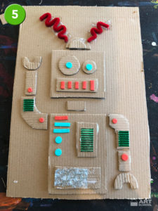 Robot Print art lesson by Easy Peasy Art School