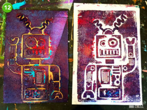 Robot Print art lesson by Easy Peasy Art School