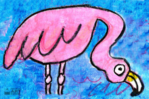 Flamingo art lesson by Easy Peasy Art School