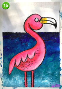 Flamingo art lesson by Easy Peasy Art School