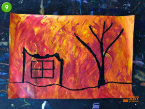 bushfire art lesson by Easy Peasy Art School