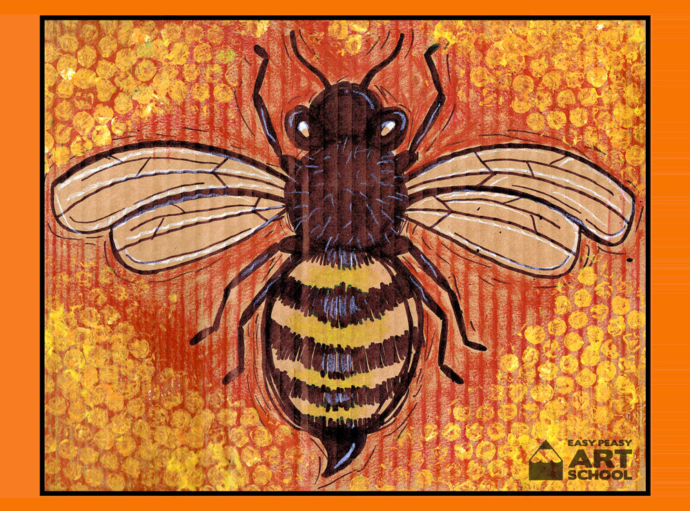 Honey Bee online art lesson by Easy Peasy Art School